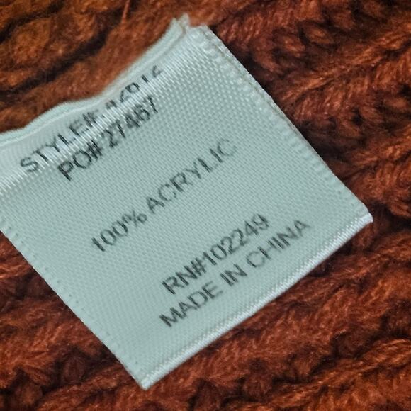 Orange Open Chunky Knit Turtleneck Sweater Size Medium - Picture 4 of 5